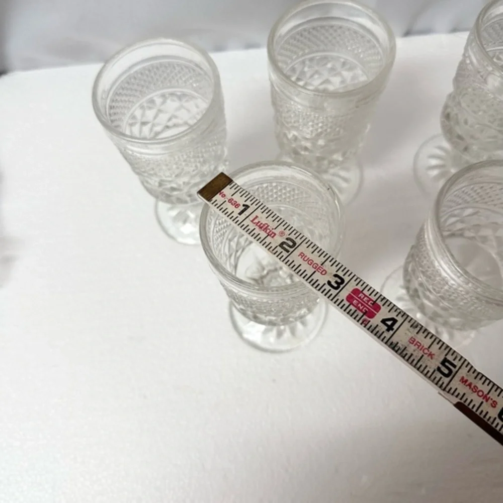 Anchor Hocking‎ WEXFORD Water Wine Goblets Glass Clear Holiday Vintage Set of 5 - Picture 7 of 8